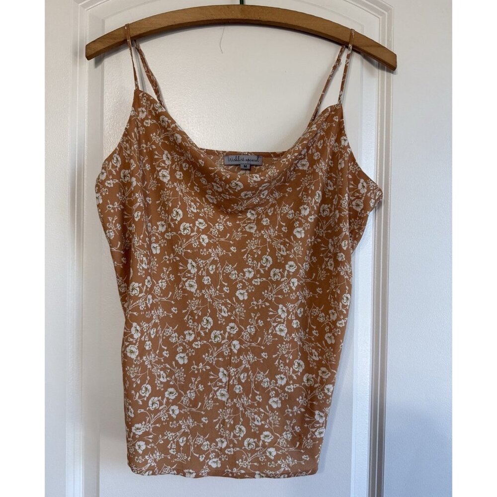 Wishlist Apparel floral sleeveless Cowl Neck Slip Tank‎ Orange Women's L Cami